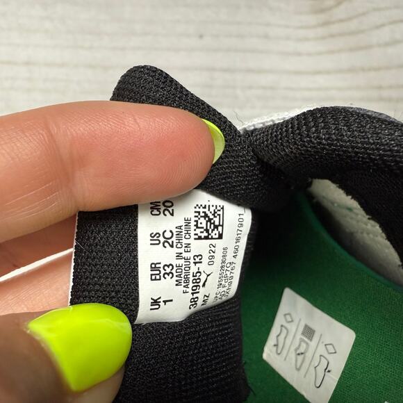 Puma Kids Rebound V6 Black White Green Low Top Sneakers Size 2Y - Picture 7 of 7